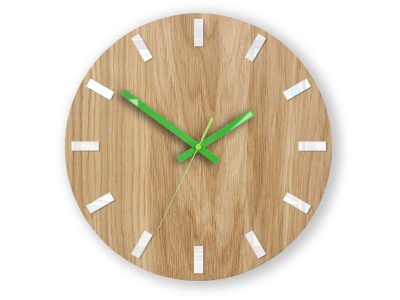 Zegar drewniany Simple Biało&Zielony klasyk