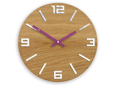 Zegar ścienny DĄB ARABIC Biało-Fioletowy Klasyk