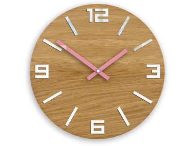 Zegar ścienny DĄB ARABIC Biało-Rożowy - klasyk