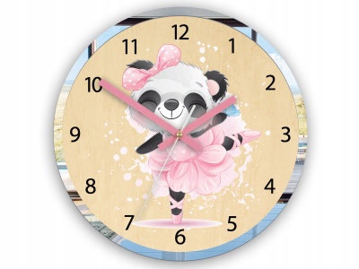 Zegar ścienny Panda Baletnica dla dziecka - CICHY