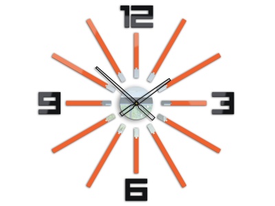 DUŻY ZEGAR ŚCIENNY DIY 3D BRILLIANT ORANGE 65cm