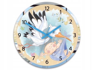 Zegar ścienny BOCIAN dla dziecka - CICHY CZYTELNY
