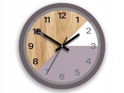 Zegar ścienny drewniany Paryż wrzosowy 33cm cichy