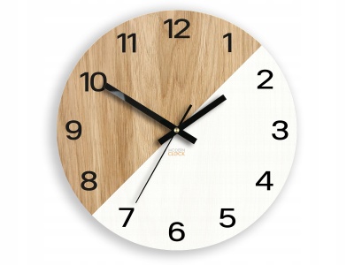 Zegar ścienny drewniany OKSFORD Biały 33cm Cichy