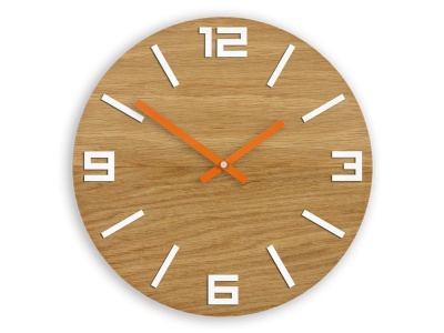 Zegar Arabic  Wood White & Orange