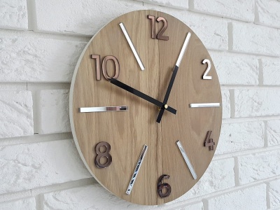 Zegar ścienny drewniany Aksel Lustrzany 33,5 cm