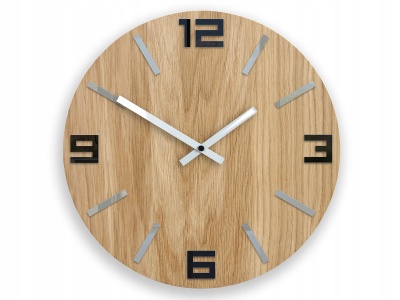 Zegar Arabic dębowy 3D Cichy i czytelny 33,5cm
