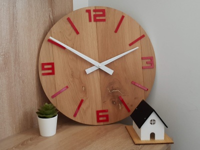 Zegar ścienny Dąb rustyklany Czerwony  49cm