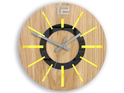 Zegar drewniany Nordic Yellow 33 cm