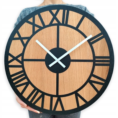 Zegar ścienny Masywny Oslo 49cm Dąb DUŻY