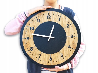 ZEGAR ŚCIENNY DREWNIANY TOKIO 40cm czytelny design