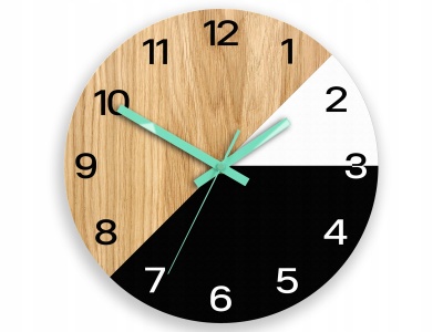 Zegar ścienny drewniany Teksas 33cm Cichy Mięta