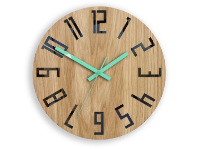 ZEGAR ŚCIENNY DĄB SLIM CZARNO&MIĘTOWY STYLOWY