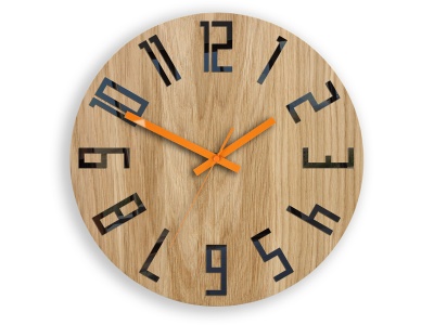 ZEGAR ŚCIENNY DĄB SLIM CZARNO&POMARAŃCZOWY NEW