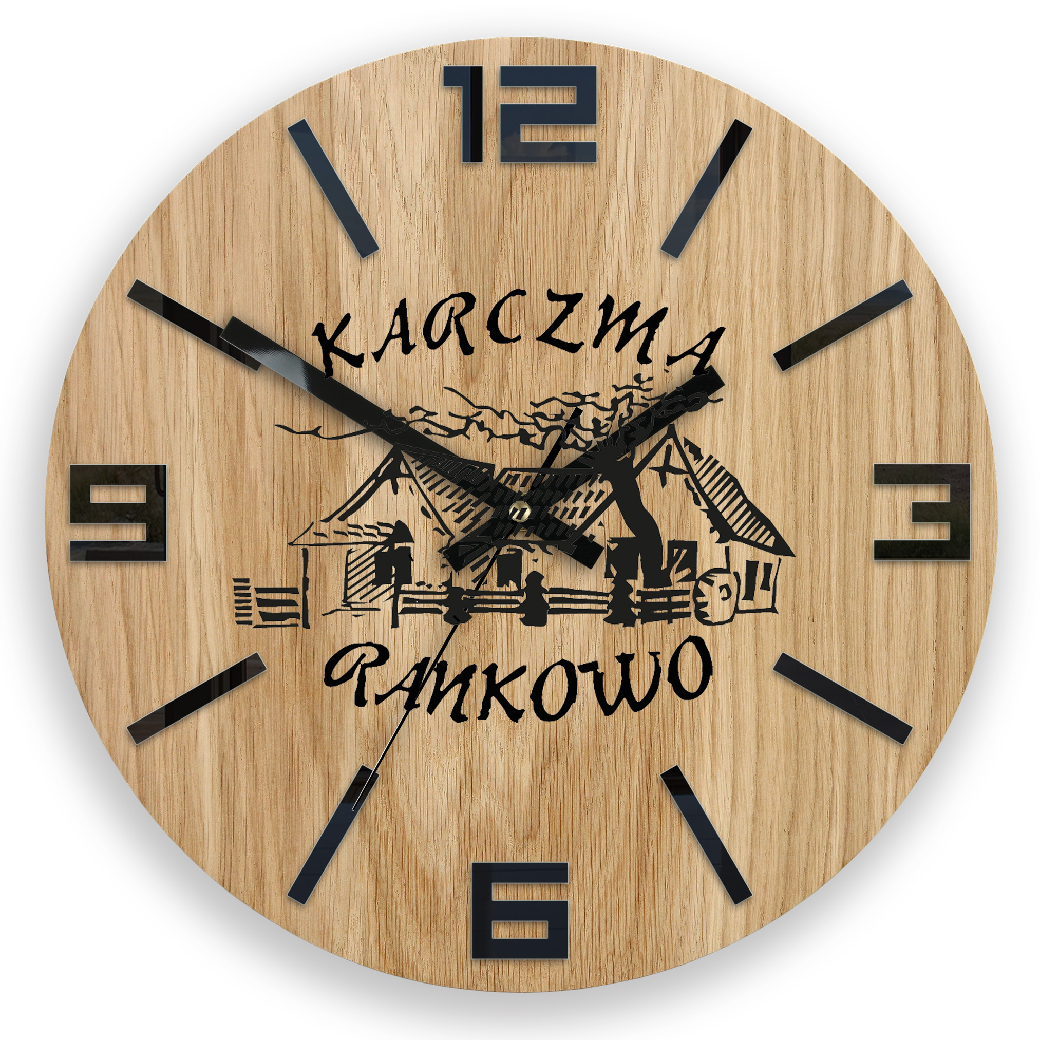 Elegancja Natury: Dębowy Zegar Ścienny dla Karczmy – Klasyka w Nowoczesnym Wydaniu